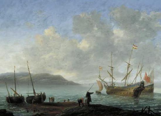 Reinier Nooms Ships in a bay. oil painting image